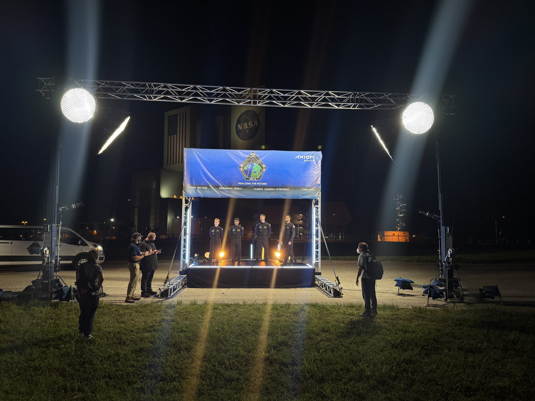 Night exterior lighting build at a NASA facility