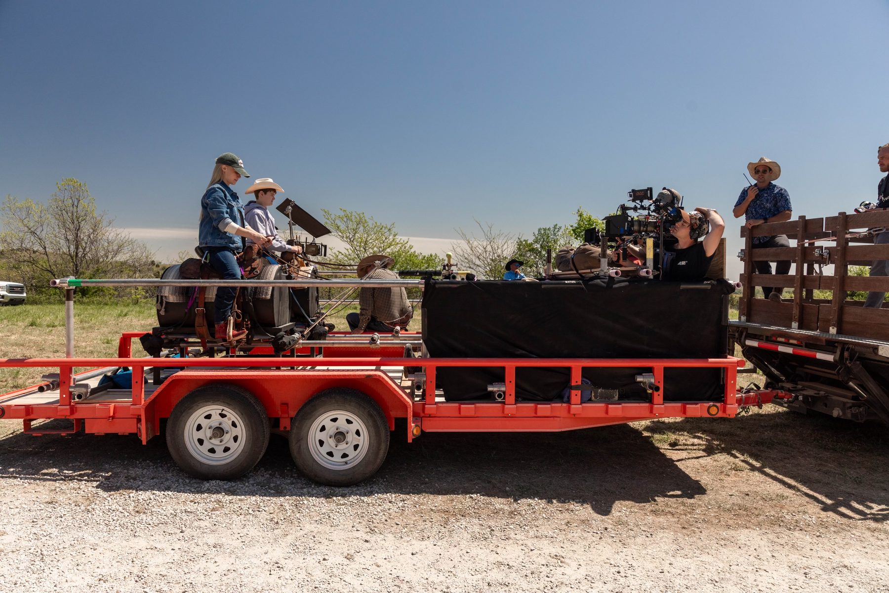 Camera rig mounted to a picture car on location