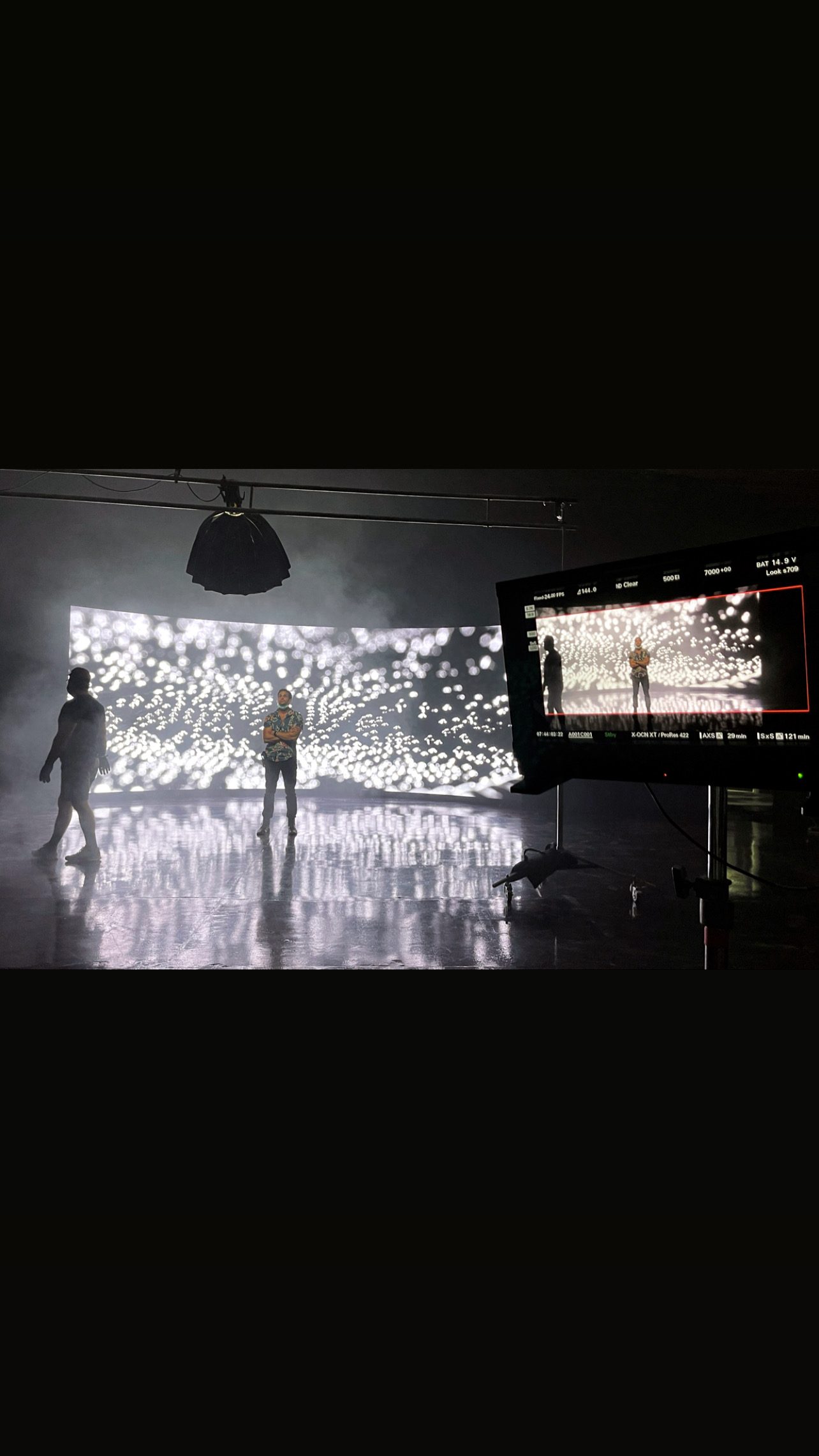 LED volume stage under rain effects